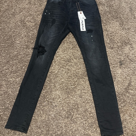 Black Distressed Skinny Jeans - Picture 1 of 3